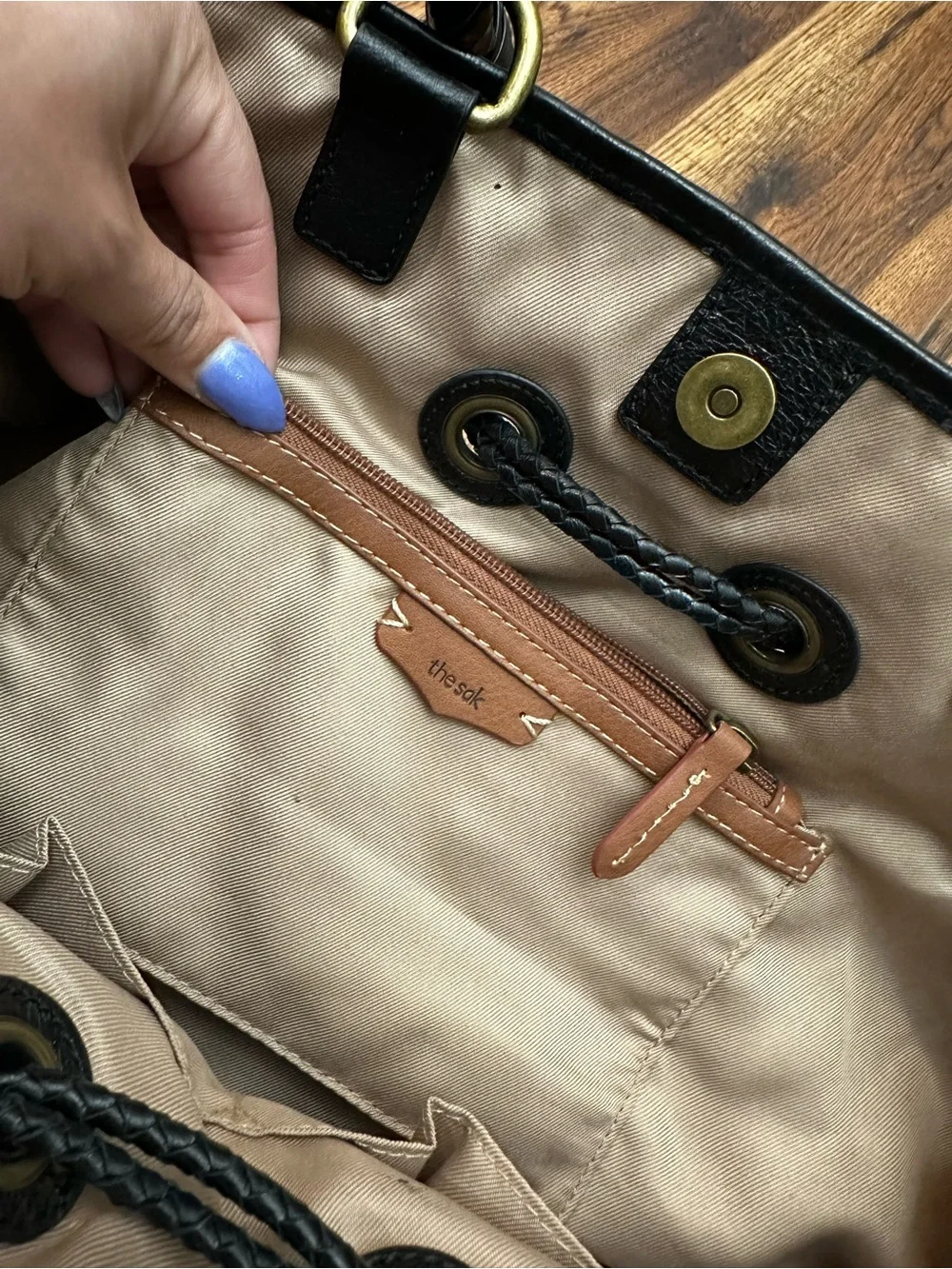 The Sak Woven Leather Hobo with side ties